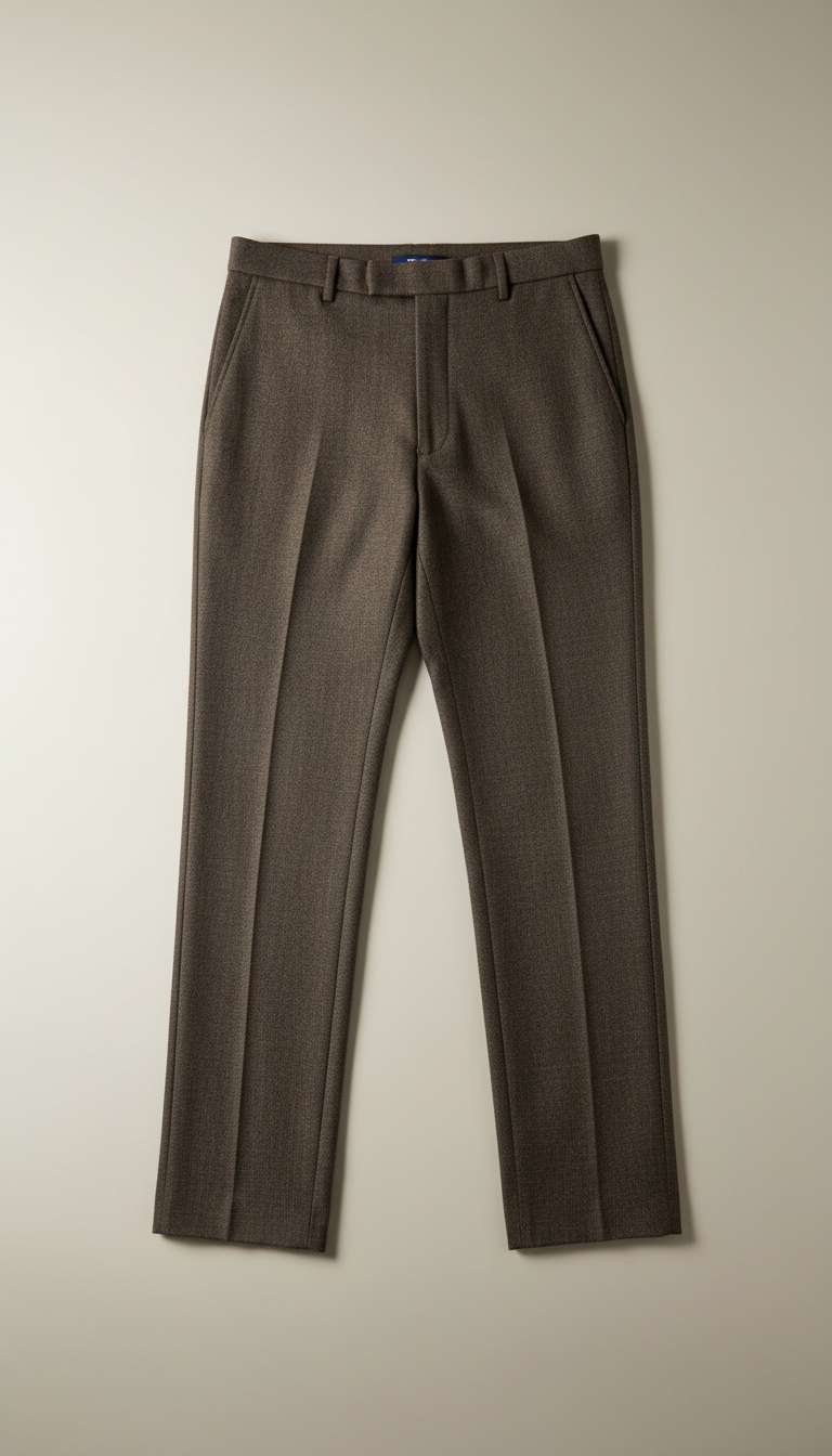 Beige Linen Straight Fit Trousers